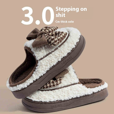 Indoor Home Non-slip Thick Bottom Plush Thermal Cotton Slippers
