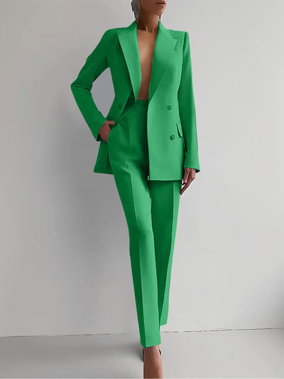 Casual Suits Fashion Long Sleeve Single-breasted Jacket Top And Slim Fit Trousers Business Suits
