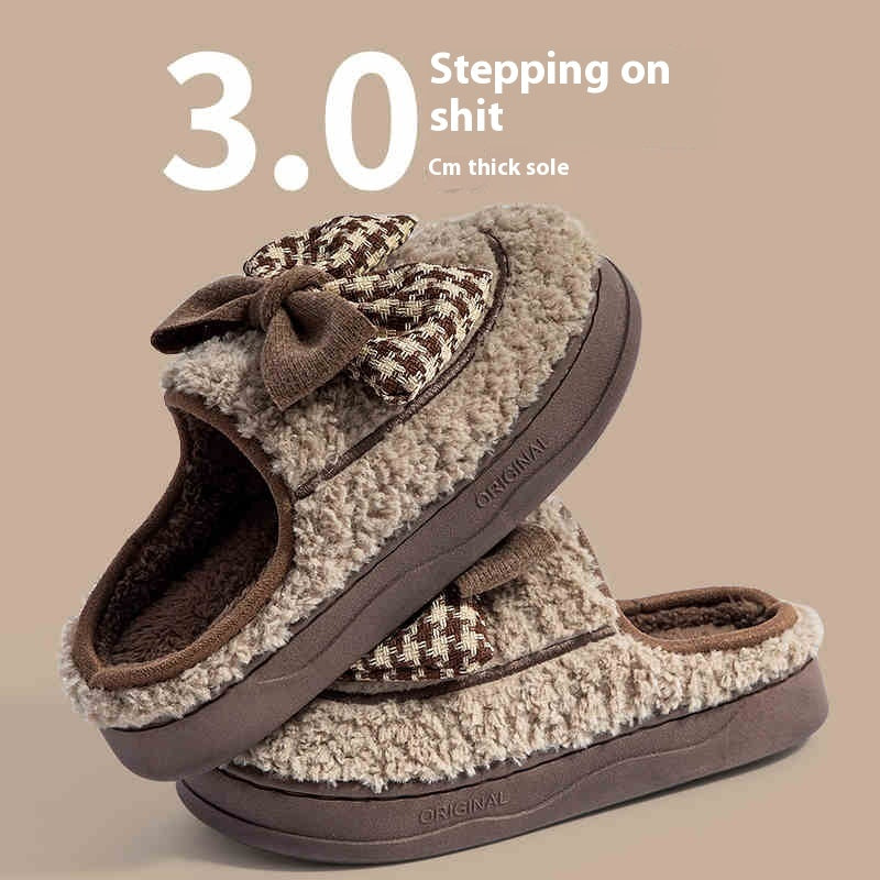 Indoor Home Non-slip Thick Bottom Plush Thermal Cotton Slippers