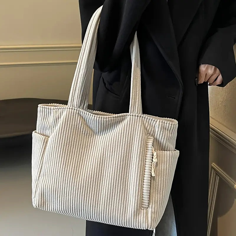 Soft Corduroy Commuter Shoulder Bag Female Large Capacity