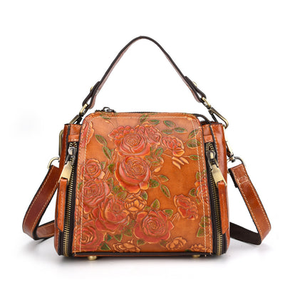 Genuine Leather Hand designed Rose Shoulder Bag For Women