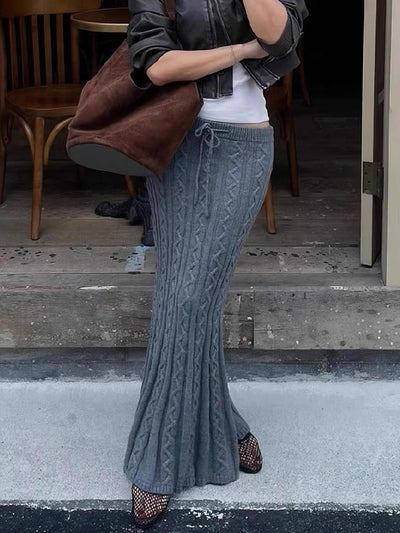 Autumn And Winter New Hemp Pattern Low Waist Elastic Fishtail Hip Skirt