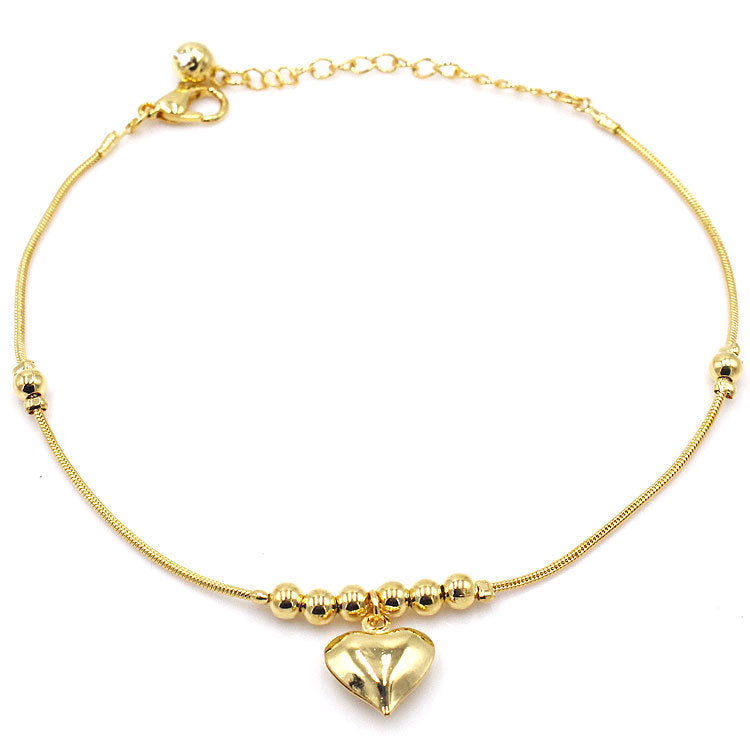 Gothic Gold Color Heart Pendant Anklet For Women