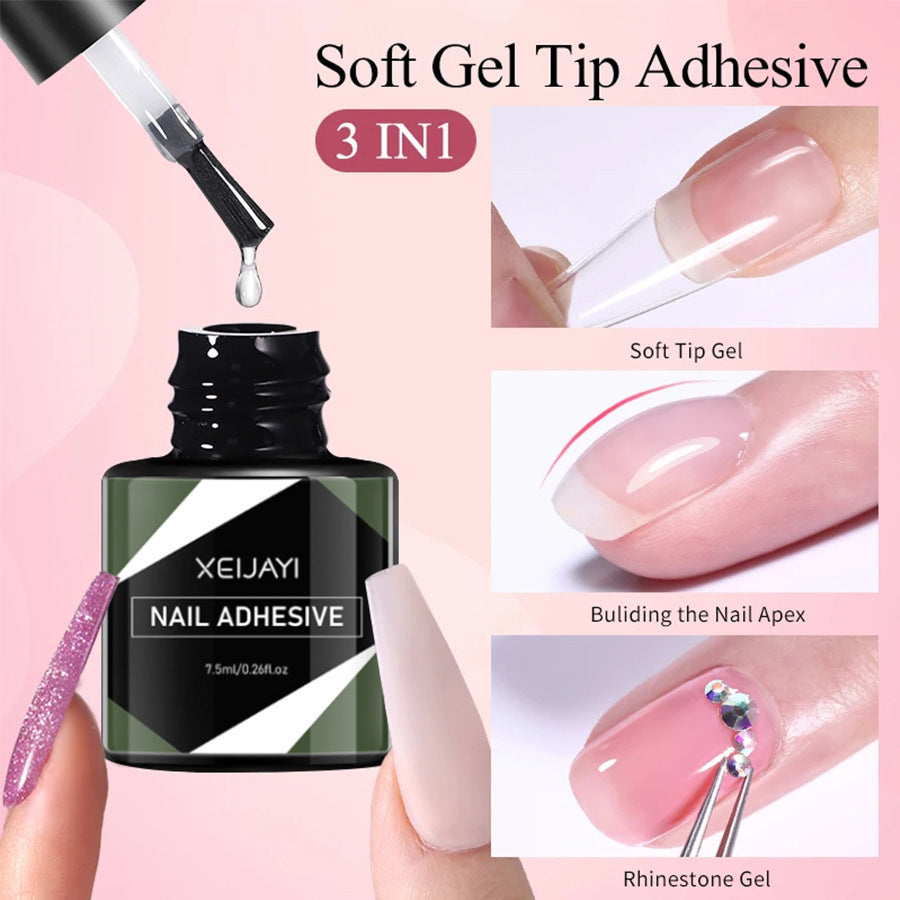 3-in-1 Soft Nail Tip Adhesive Gel – Long-Lasting Bond for Nail Extensions (7.5ml)