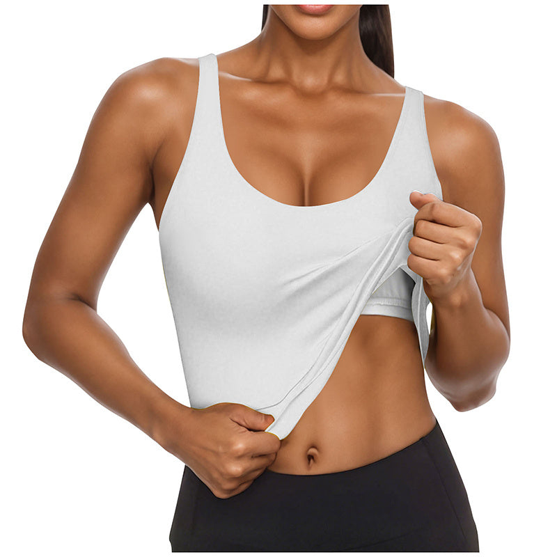U Neck Tank Tops Built In Bra, Fitted Sleeveless Undershirt