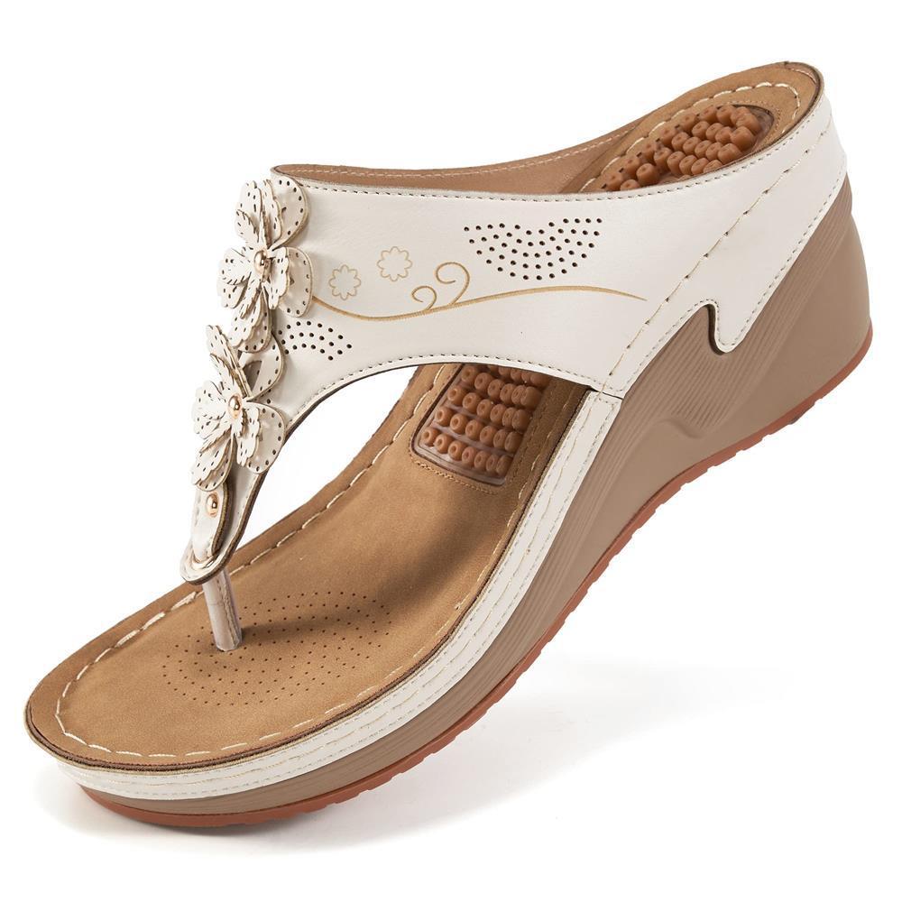 Women's High Heel Flip Flops – Non-Slip Thick Sole Sandals with Massage Insole