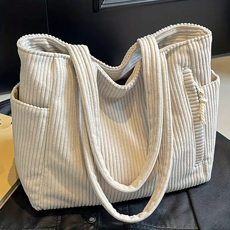 Soft Corduroy Commuter Shoulder Bag Female Large Capacity