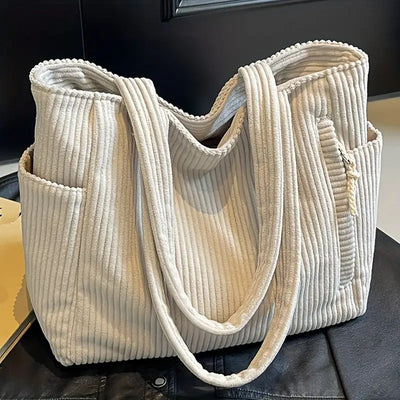 Soft Corduroy Commuter Shoulder Bag Female Large Capacity