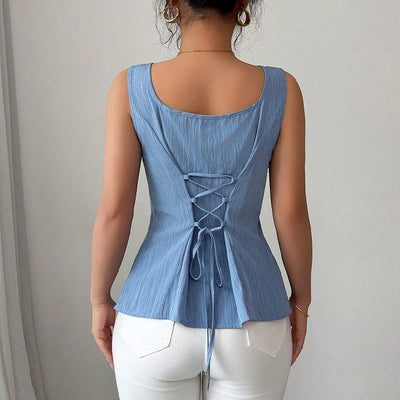 Sleeveless Sling Drawstring Top Women's Clothing