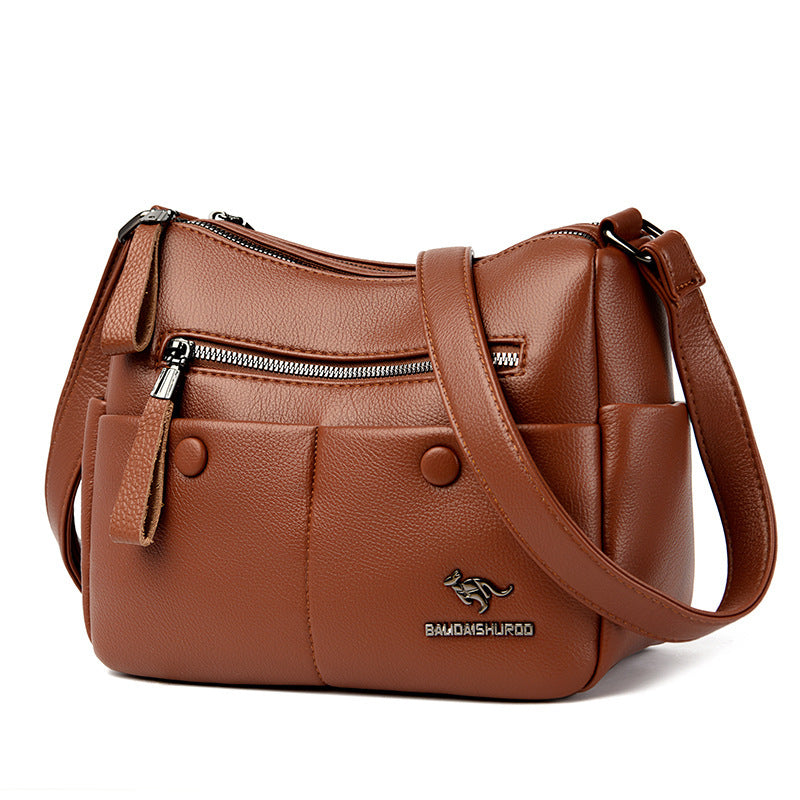 Mom Shoulder Simple All-matching Soft Leather Bag