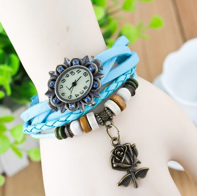 Fashionable Casual Ladies Watch Leather Wrapped Bracelet