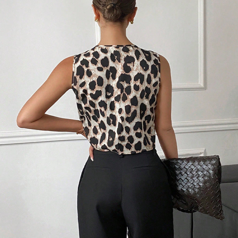 Leopard Print Vest with Bows
