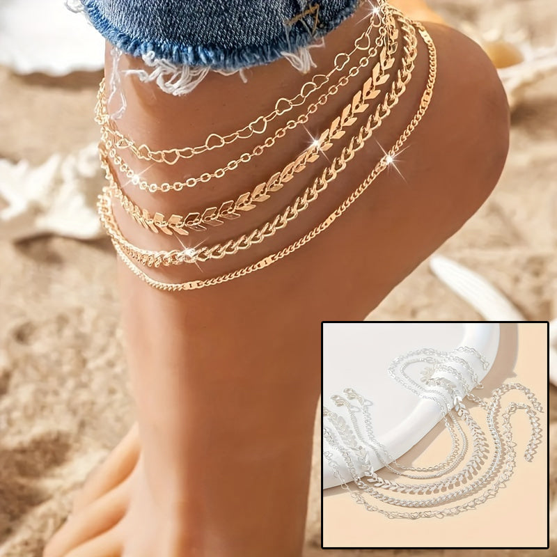 5Pcs Bohemian Airplane Chain Ankle Chain