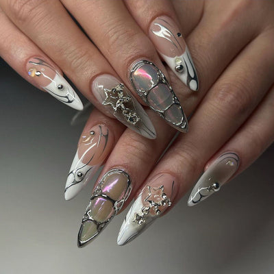 3D Three-dimensional Rhinestone Relief Fake Nails (30 styles) (x24)