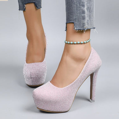 Sequin Round Toe Stiletto High Heels – Nightclub & Party Shoes