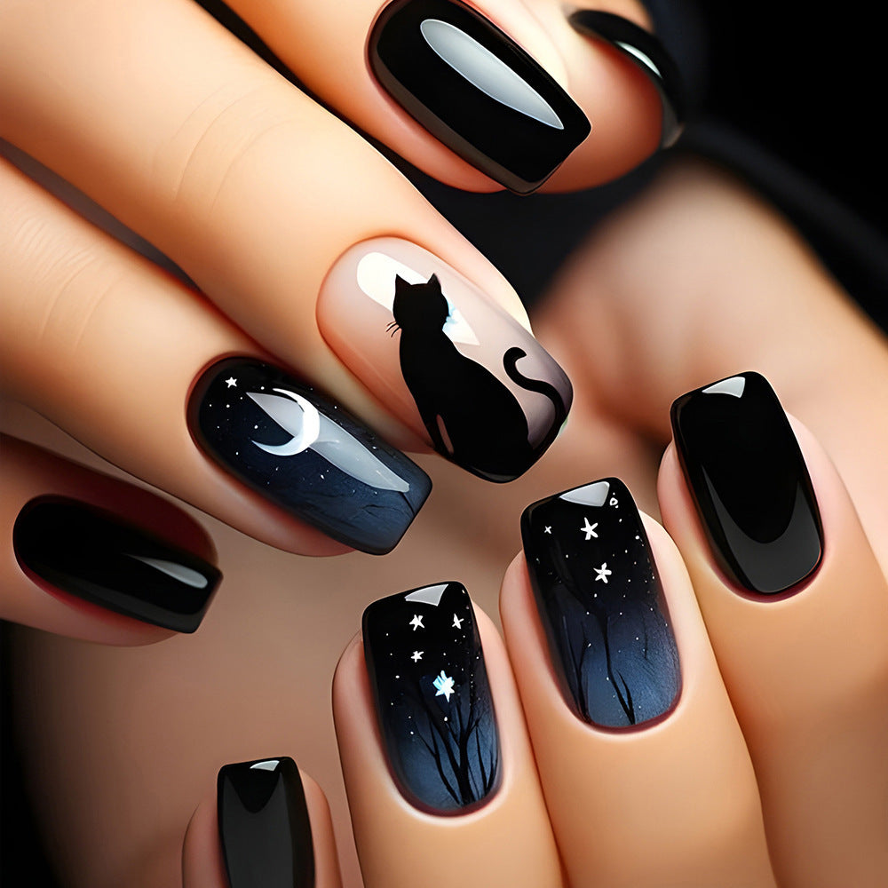Cat Moon Fake Nails Removable Armor (x24)