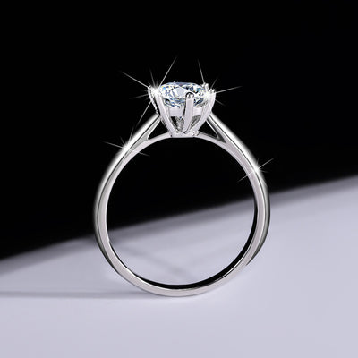 S925 Sterling Silver Moissanite Classic Six-claw Ring Necklace Female Stud Earrings