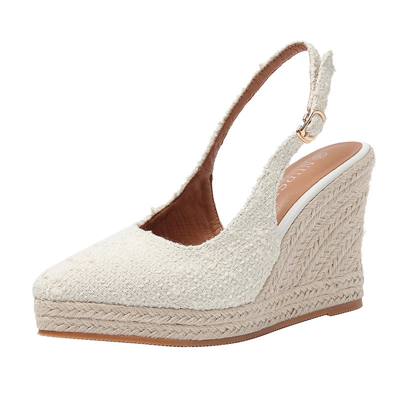 Wedge Thick Bottom Toe Cap Slippers High Heels