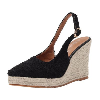 Wedge Thick Bottom Toe Cap Slippers High Heels