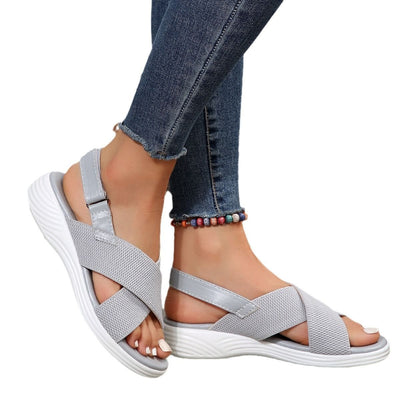Strap Peep Toe Wedge Fly Woven Mesh Casual Sandals
