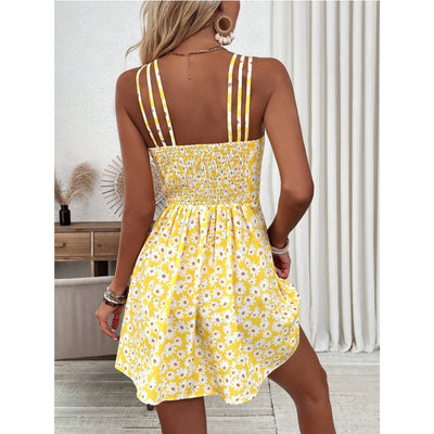 Summer Yellow Printings Casual Women's Dress