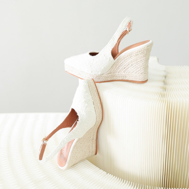Wedge Thick Bottom Toe Cap Slippers High Heels