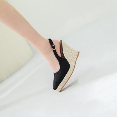 Wedge Thick Bottom Toe Cap Slippers High Heels