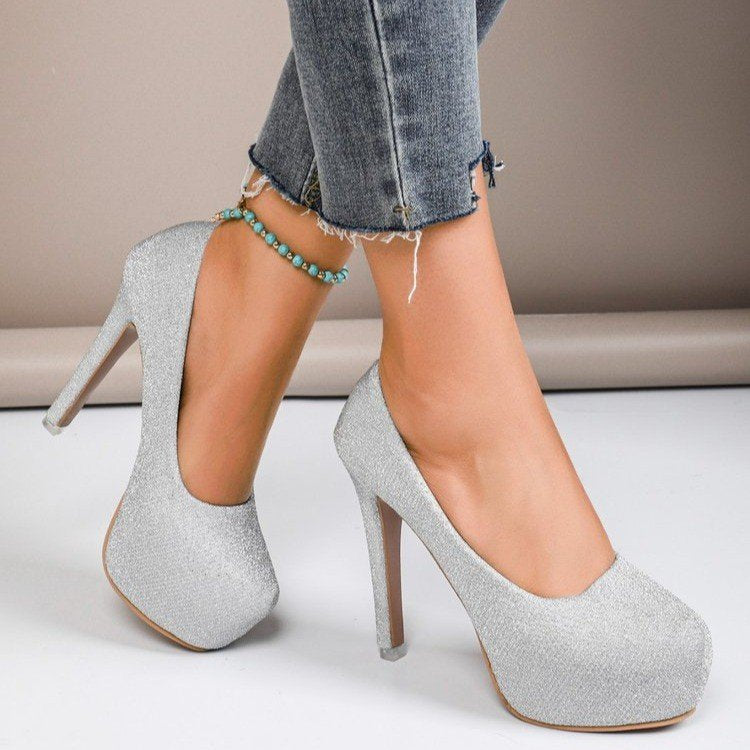 Sequin Round Toe Stiletto High Heels – Nightclub & Party Shoes