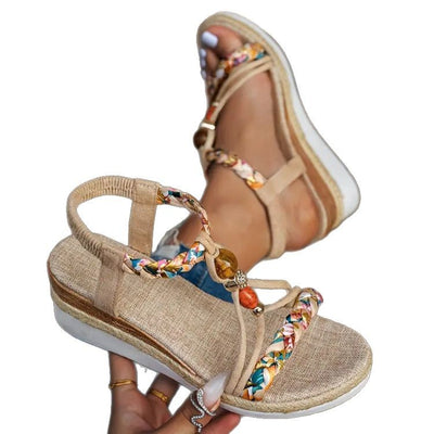 Fashion Platform Women's Hemp Rope Woven Sandals