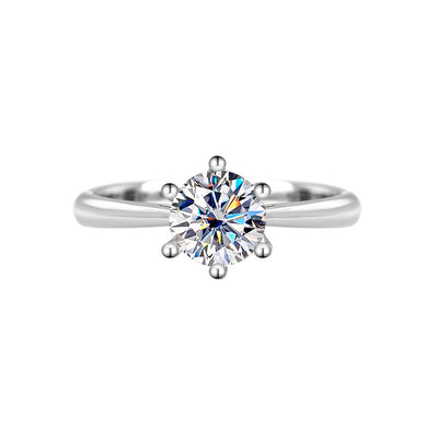 S925 Sterling Silver Moissanite Classic Six-claw Ring Necklace Female Stud Earrings