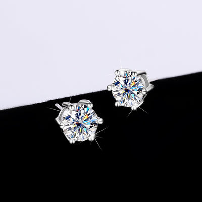 S925 Sterling Silver Moissanite Classic Six-claw Ring Necklace Female Stud Earrings