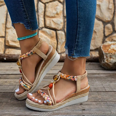 Fashion Platform Women's Hemp Rope Woven Sandals