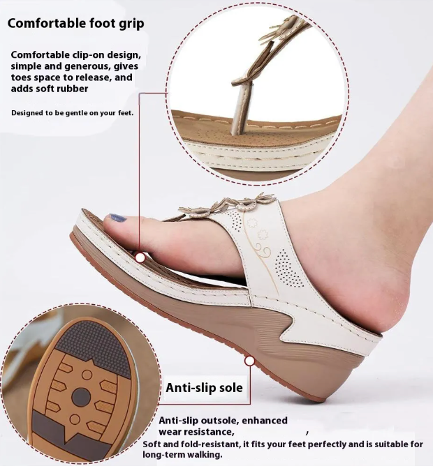 Women's High Heel Flip Flops – Non-Slip Thick Sole Sandals with Massage Insole