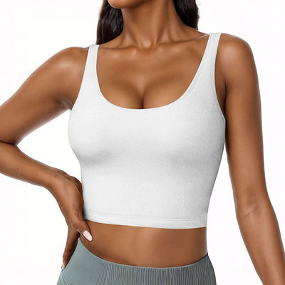 U Neck Tank Tops Built In Bra, Fitted Sleeveless Undershirt