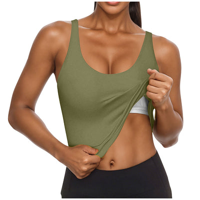 U Neck Tank Tops Built In Bra, Fitted Sleeveless Undershirt