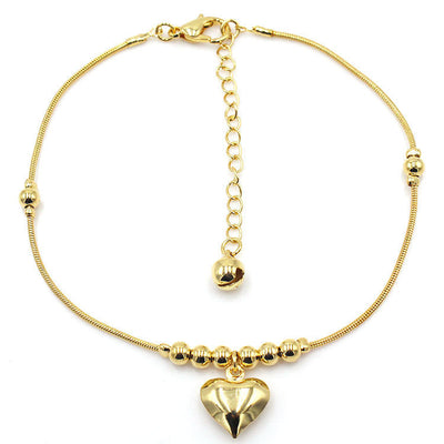 Gothic Gold Color Heart Pendant Anklet For Women