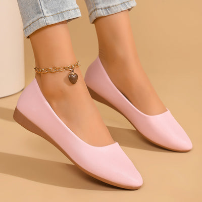 European And American Large Size Flat Bottom Fashion Pointed Toe Shallow Mouth Slope Casual Shoes