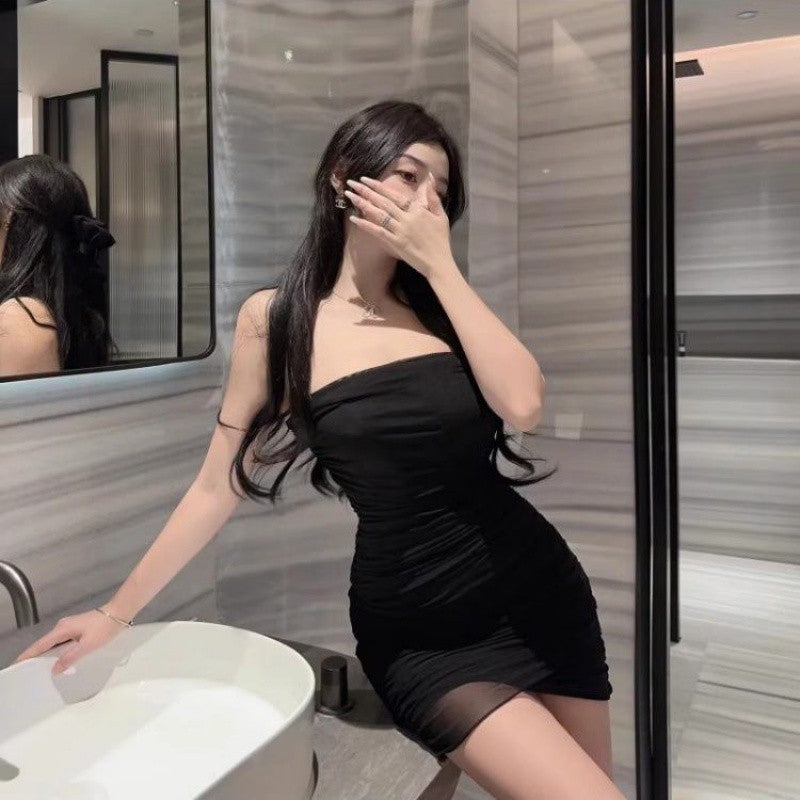 Temperament Mesh Tube Top Hip Skirt For Women