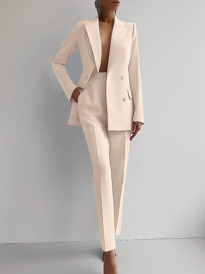 Casual Suits Fashion Long Sleeve Single-breasted Jacket Top And Slim Fit Trousers Business Suits