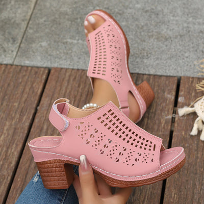 New Retro Open Toe Hollow Peep Toe Sandals