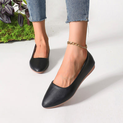 European And American Large Size Flat Bottom Fashion Pointed Toe Shallow Mouth Slope Casual Shoes