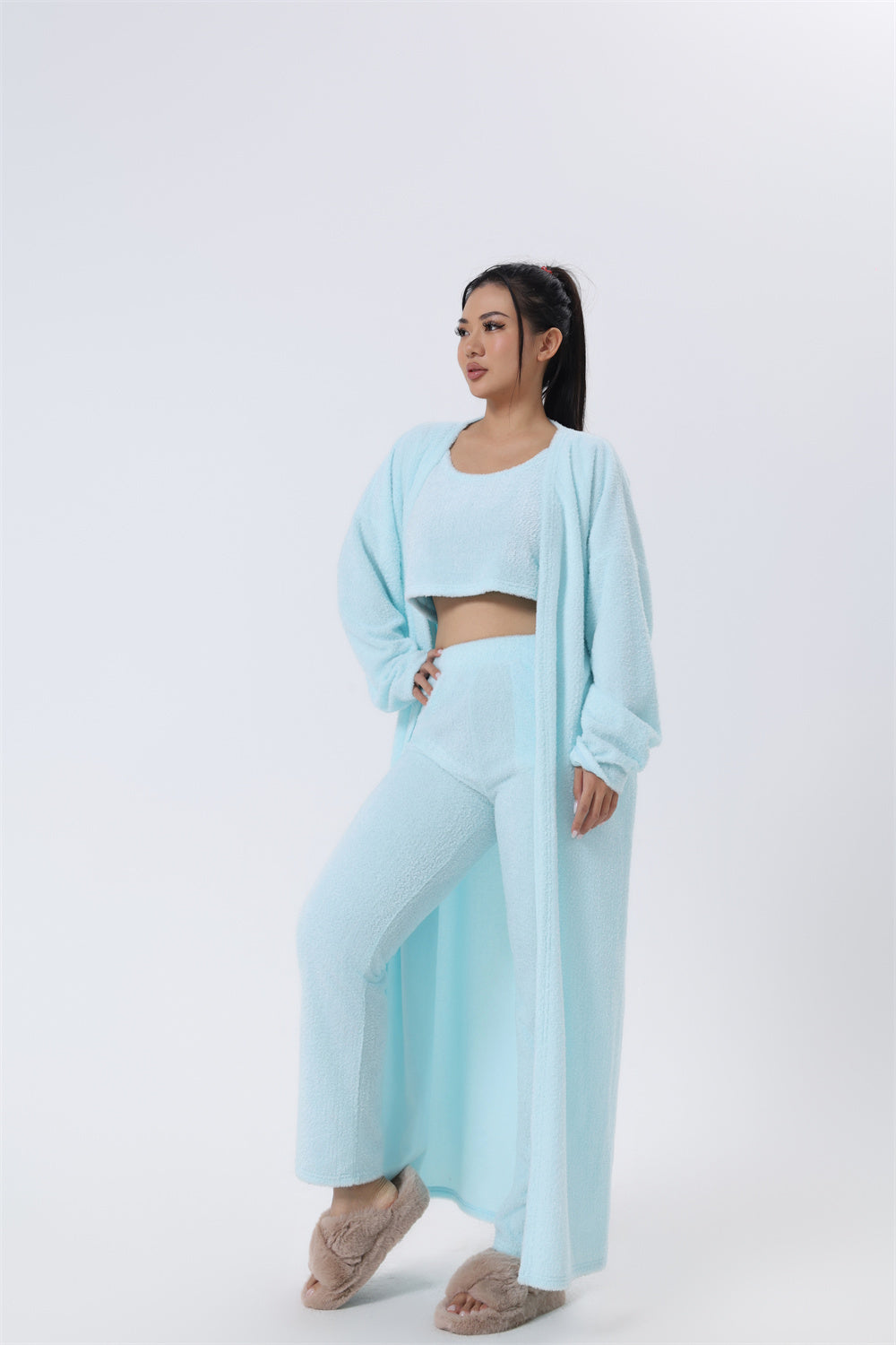 ✨ LuxeCozy™ 3-Piece Loungewear Set – Soft Knit Cardigan, Tank & Pants