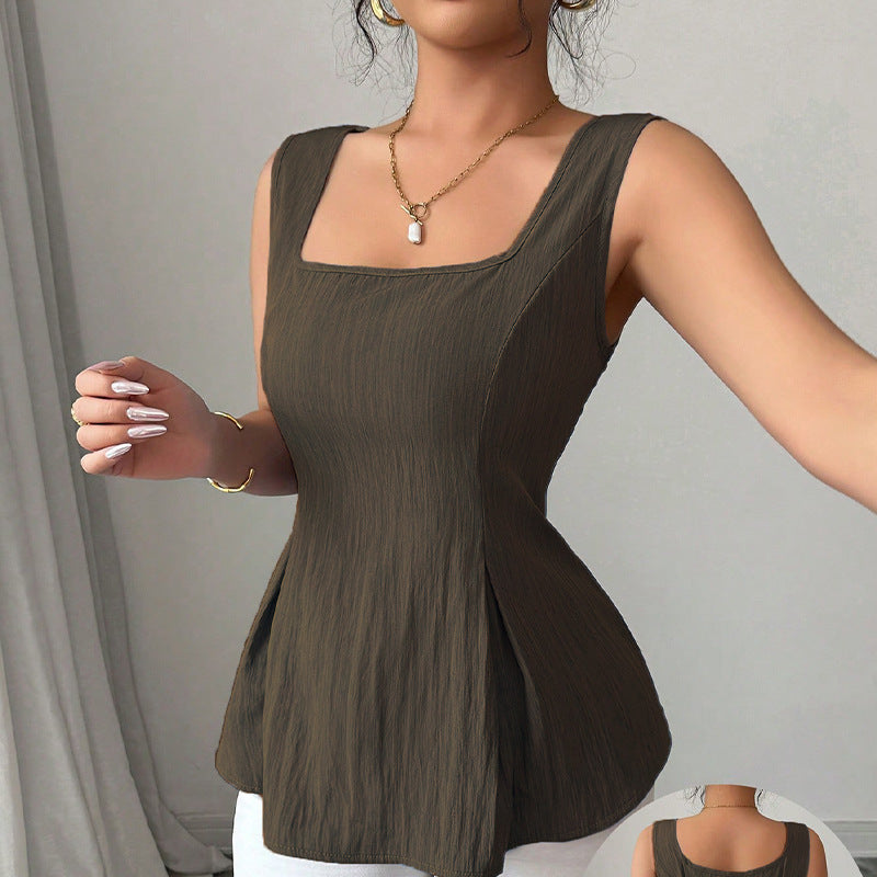 Sleeveless Sling Drawstring Top Women's Clothing
