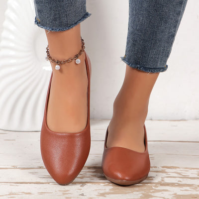 European And American Large Size Flat Bottom Fashion Pointed Toe Shallow Mouth Slope Casual Shoes
