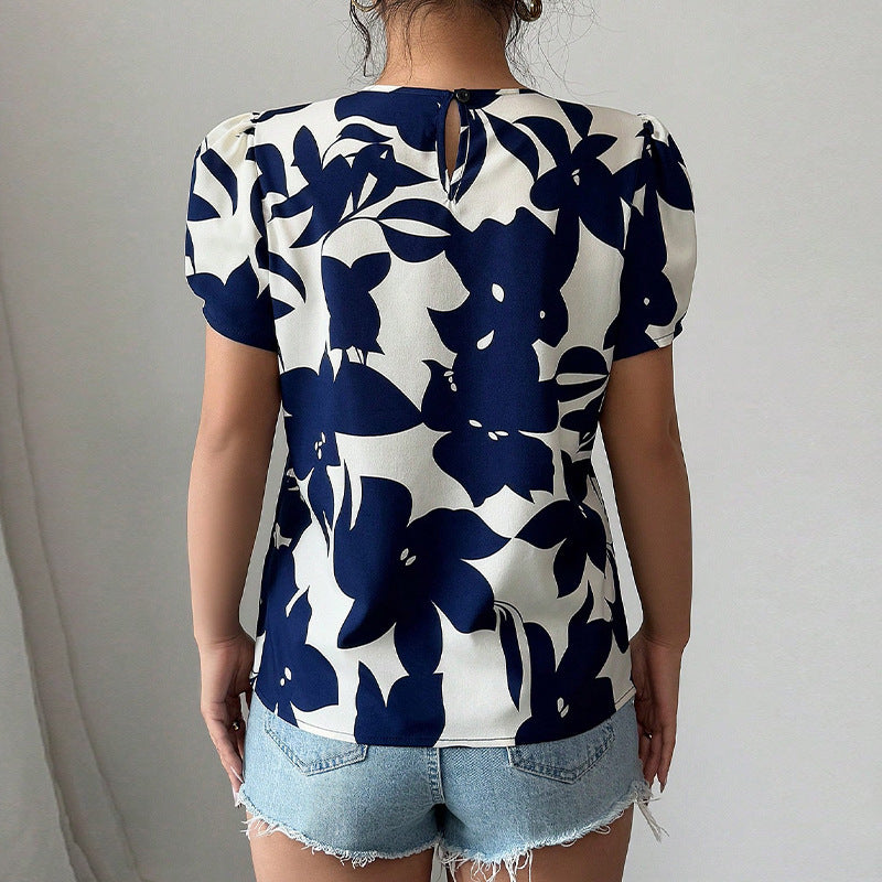 Women's Shirt Floral Pullover Short Sleeve