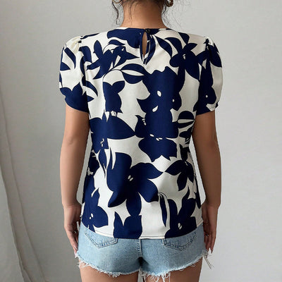 Women's Shirt Floral Pullover Short Sleeve