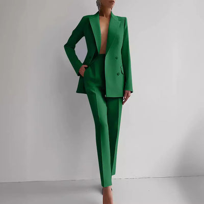 Casual Suits Fashion Long Sleeve Single-breasted Jacket Top And Slim Fit Trousers Business Suits