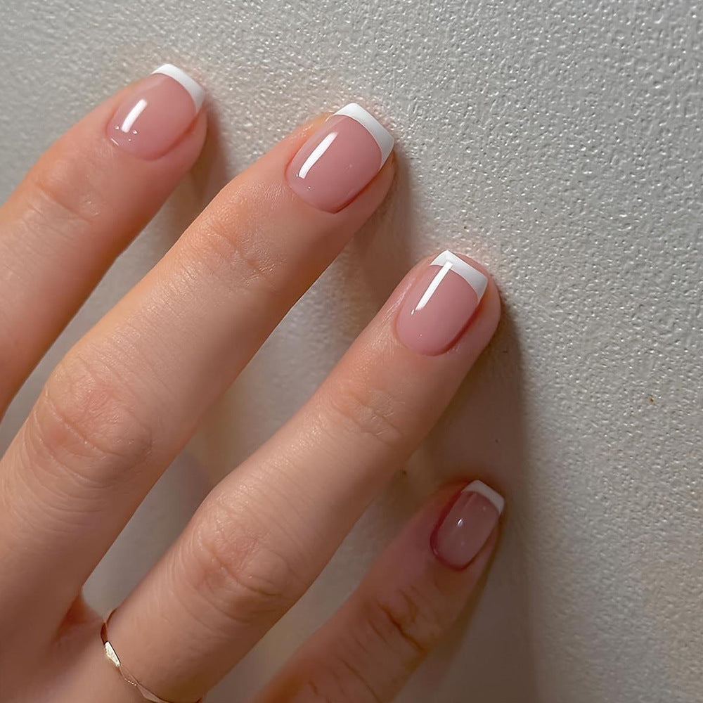 Simple White French Fake Nails (x24)