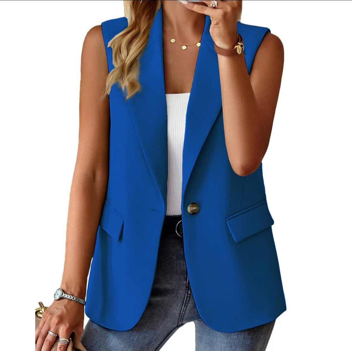 Sleeveless Solid Color Multicolor Cardigan Small Suit Jacket Ladies