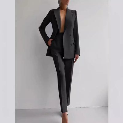 Casual Suits Fashion Long Sleeve Single-breasted Jacket Top And Slim Fit Trousers Business Suits